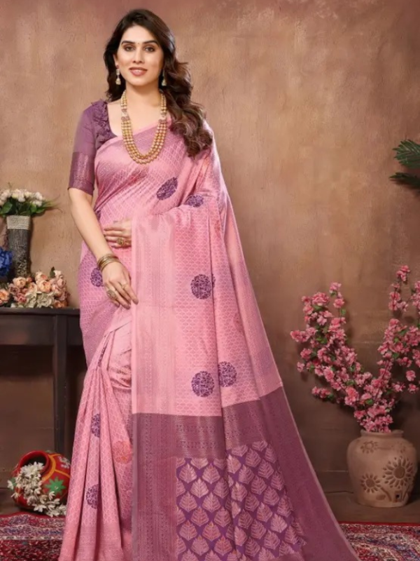 Self Design Cotton Blend Saree