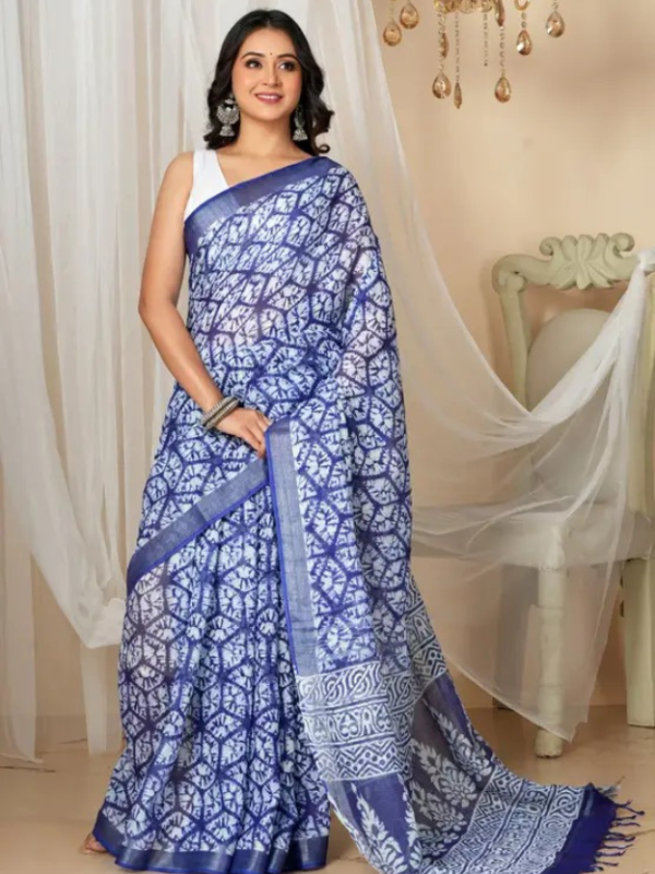 Printed Handloom Cotton Blend Saree